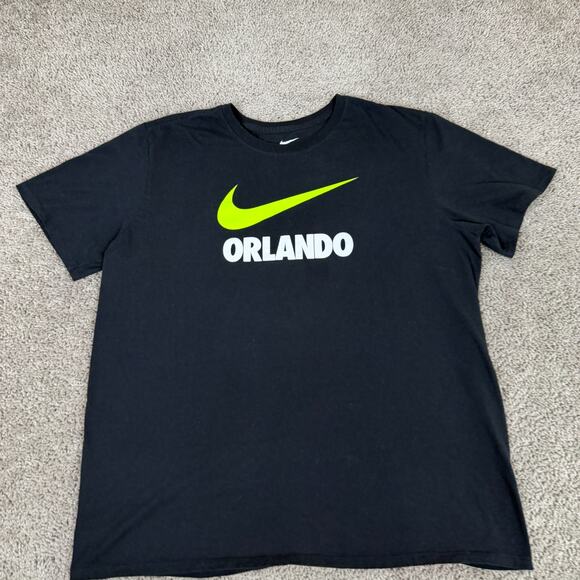 Nike Shirt Mens Extra Large Orlando Black Green Swoosh Athletic Cut Casaul - Picture 2 of 8